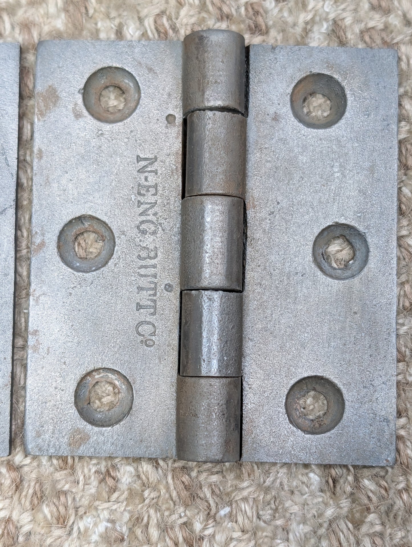 Pair Of 3" x 3 7/16" Antique N-ENG BUTT CO Cast Iron Butt Hinge Door Hardware