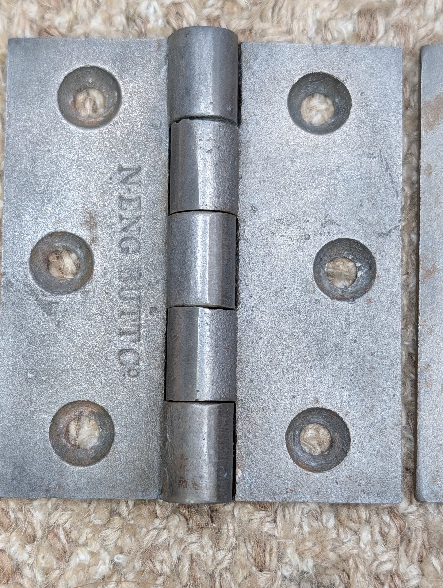 Pair Of 3" x 3 7/16" Antique N-ENG BUTT CO Cast Iron Butt Hinge Door Hardware