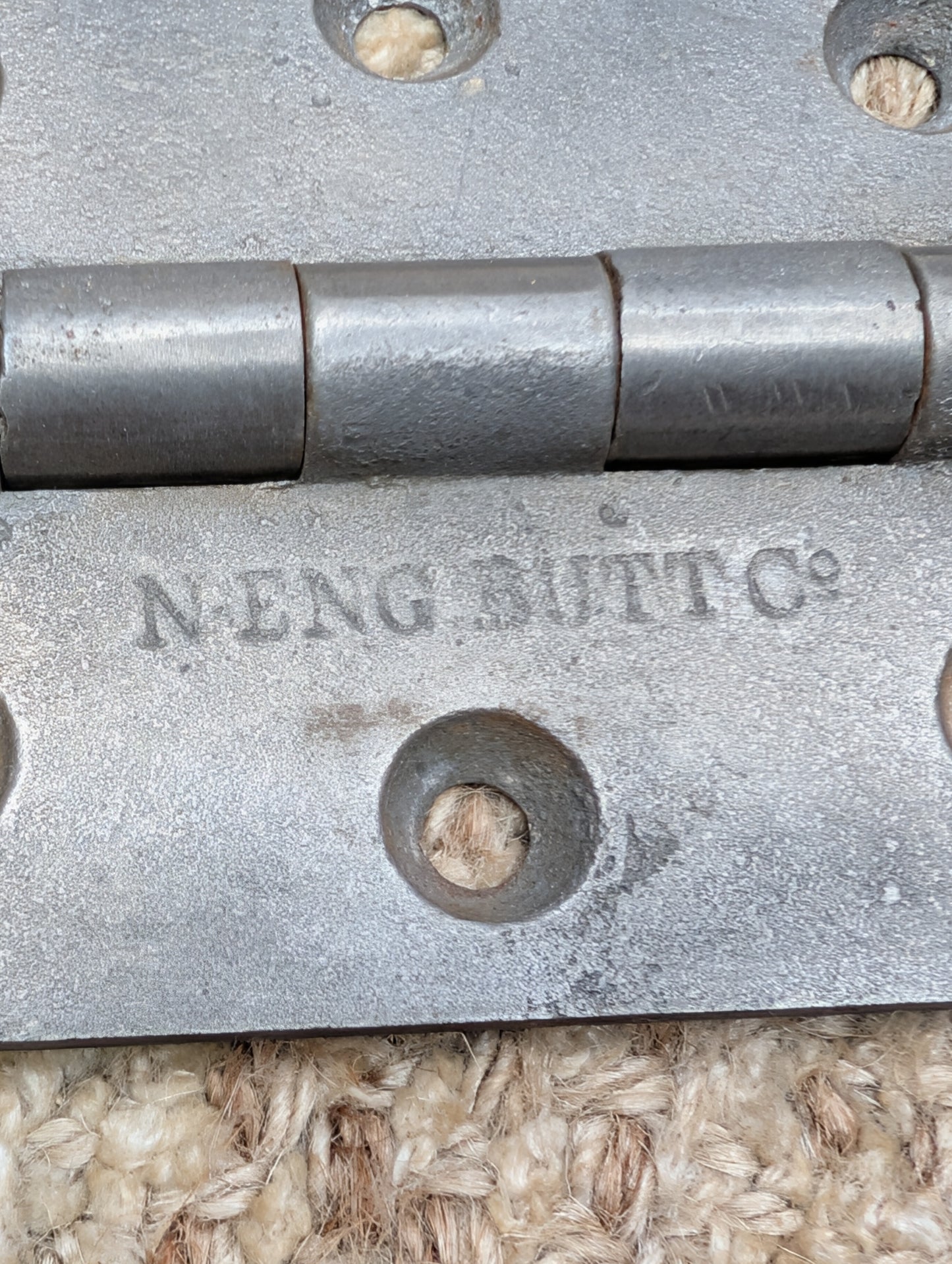 Pair Of 3" x 3 7/16" Antique N-ENG BUTT CO Cast Iron Butt Hinge Door Hardware
