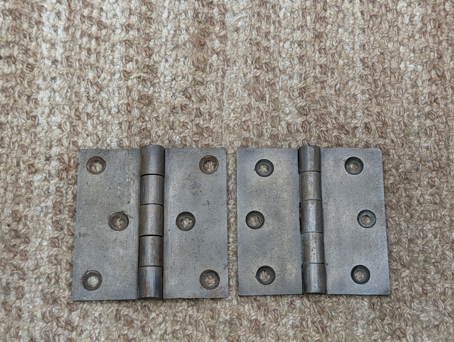 Pair Of 2 7/16" x 3 7/16" Antique Cast Iron Butt Hinge Door Hardware