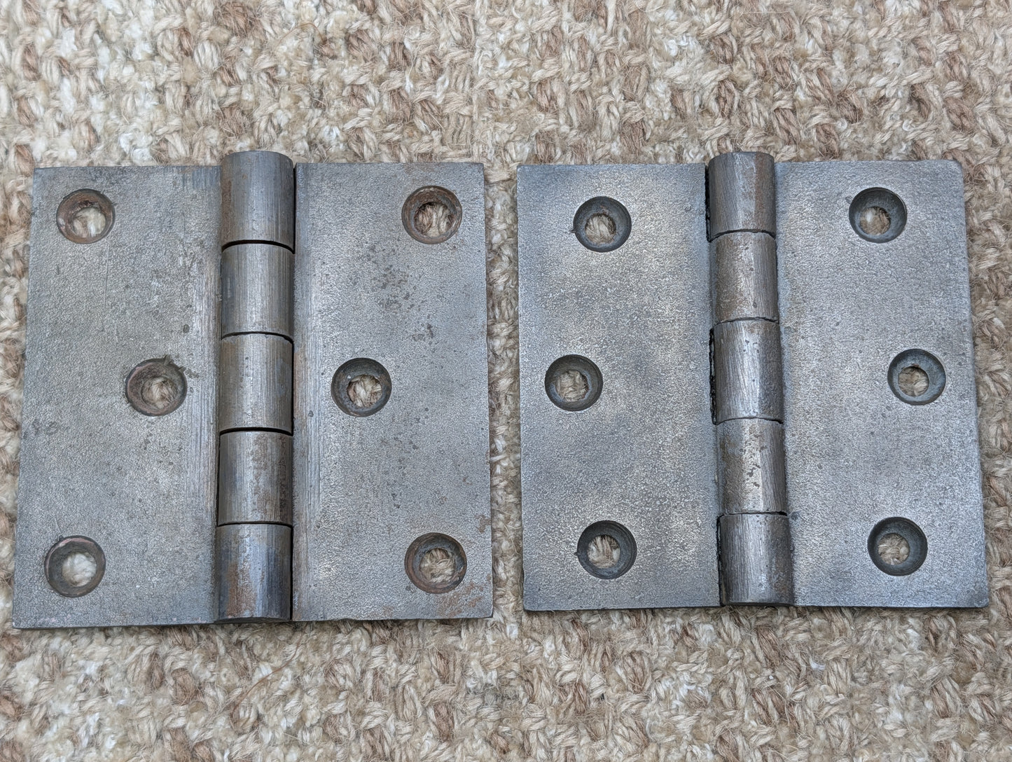 Pair Of 2 7/16" x 3 7/16" Antique Cast Iron Butt Hinge Door Hardware