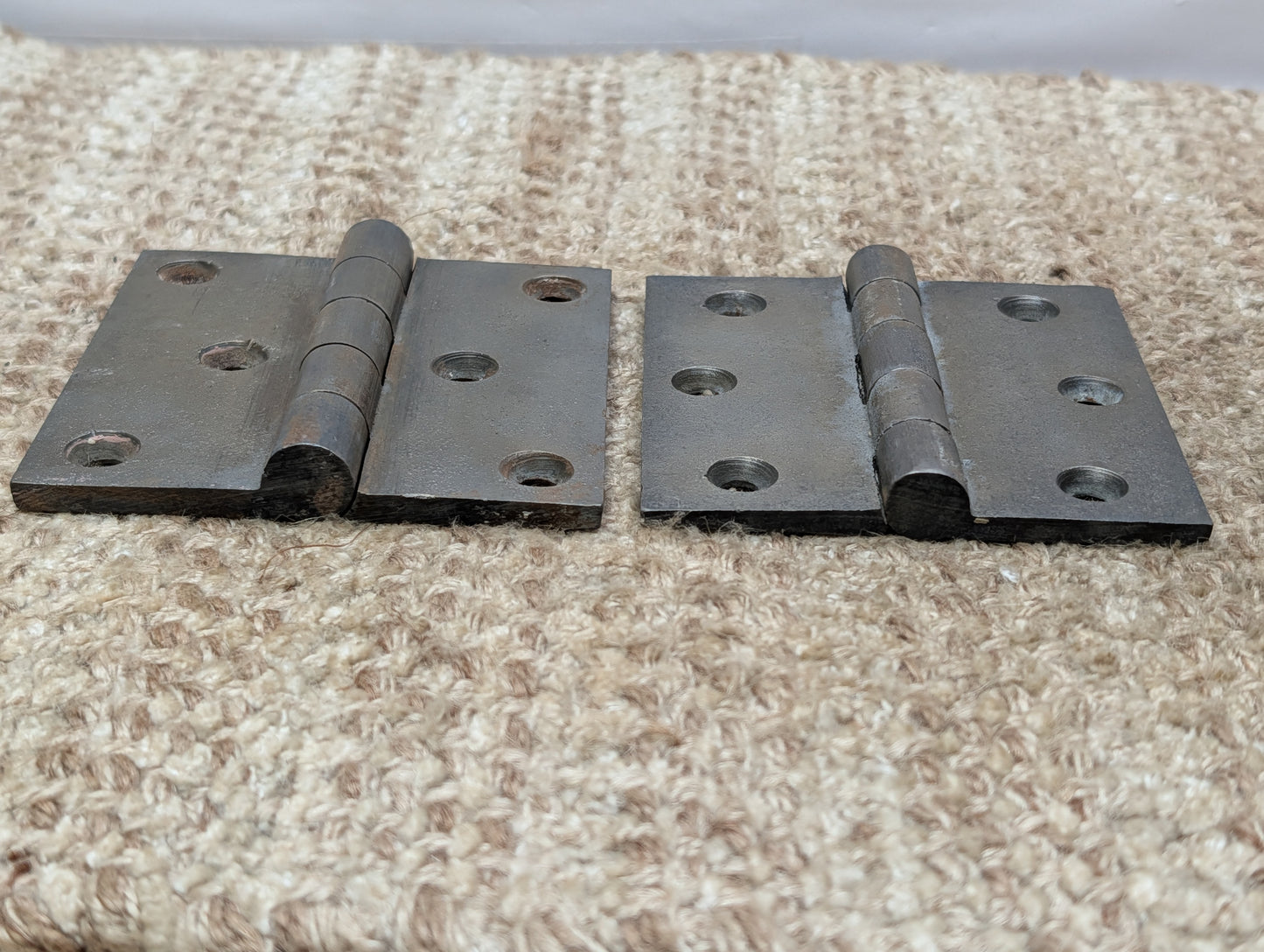 Pair Of 2 7/16" x 3 7/16" Antique Cast Iron Butt Hinge Door Hardware