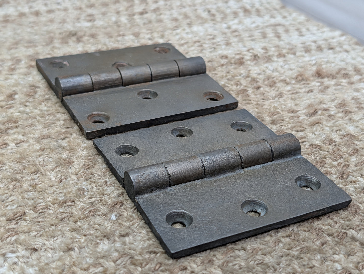 Pair Of 2 7/16" x 3 7/16" Antique Cast Iron Butt Hinge Door Hardware