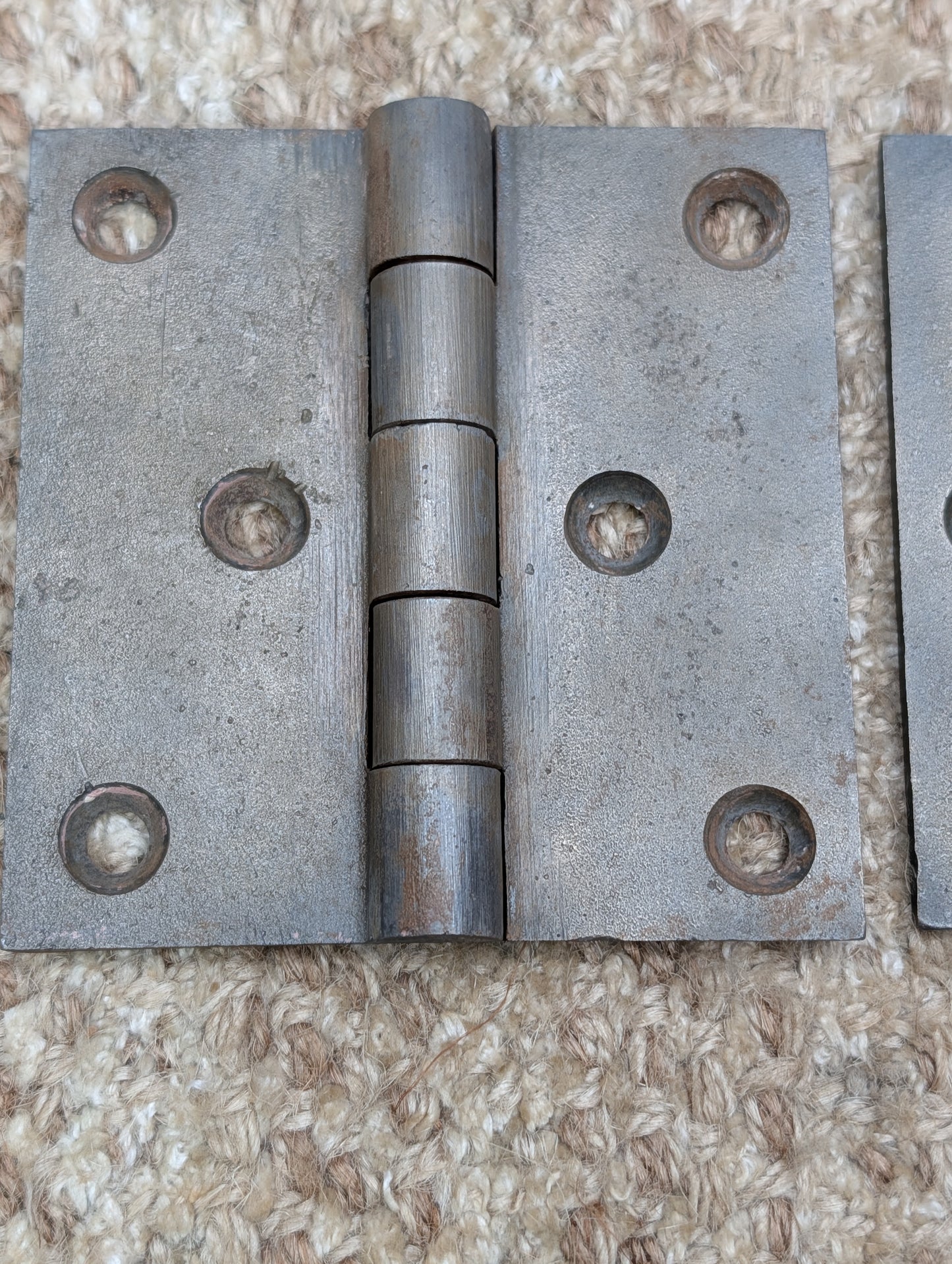 Pair Of 2 7/16" x 3 7/16" Antique Cast Iron Butt Hinge Door Hardware