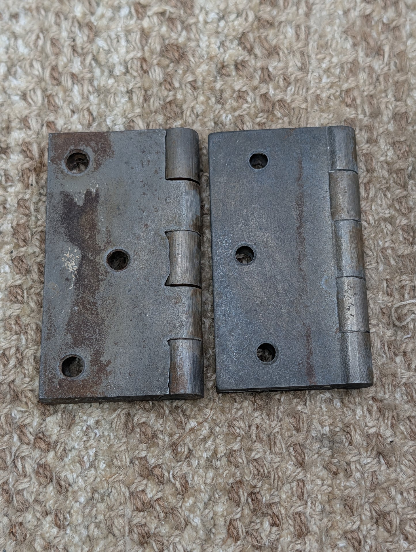 Pair Of 2 7/16" x 3 7/16" Antique Cast Iron Butt Hinge Door Hardware