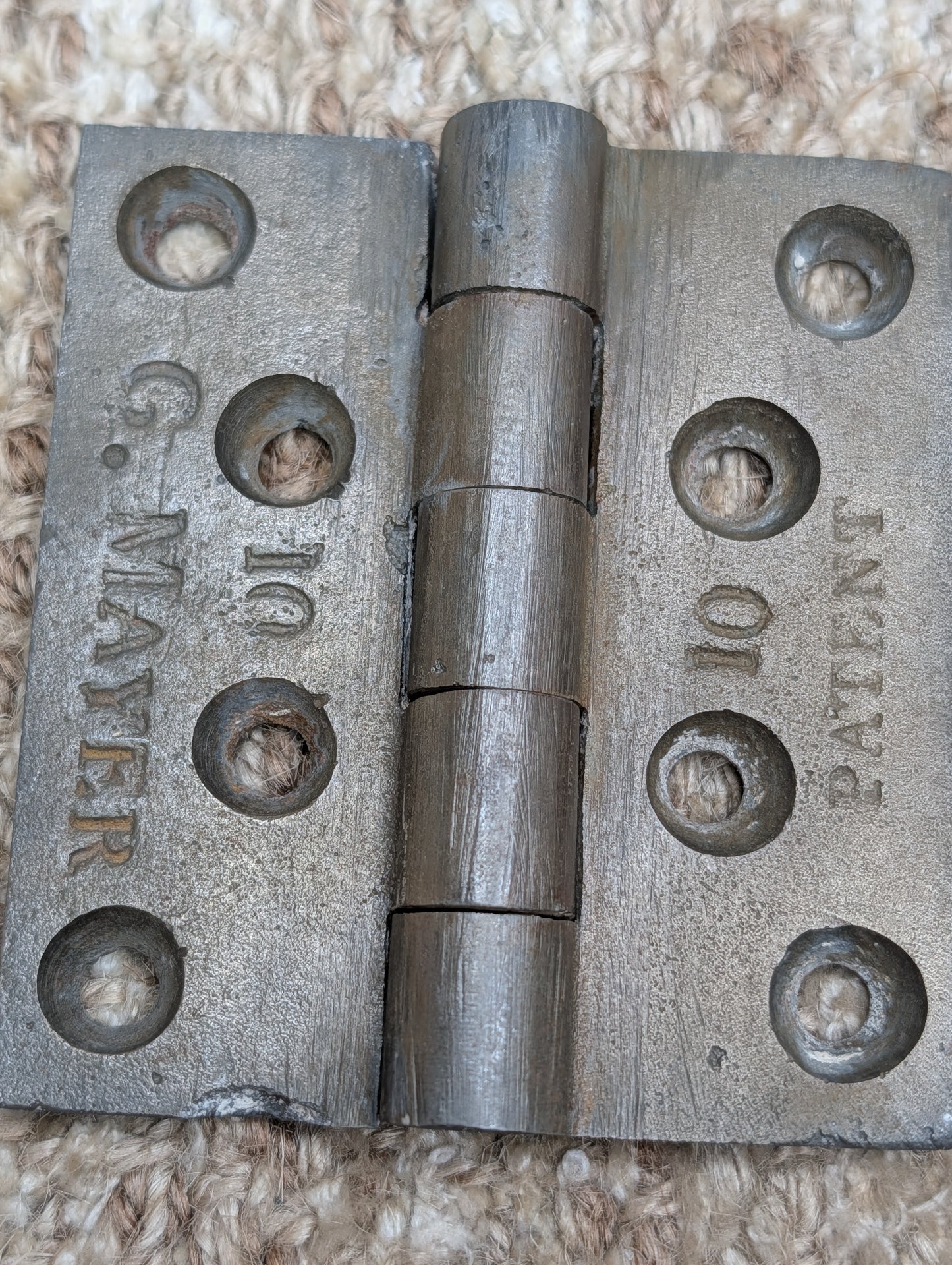 Pair Of 3 3/16" x 3 1/2" Antique G MAYER Cast Iron Butt Hinge Door Hardware