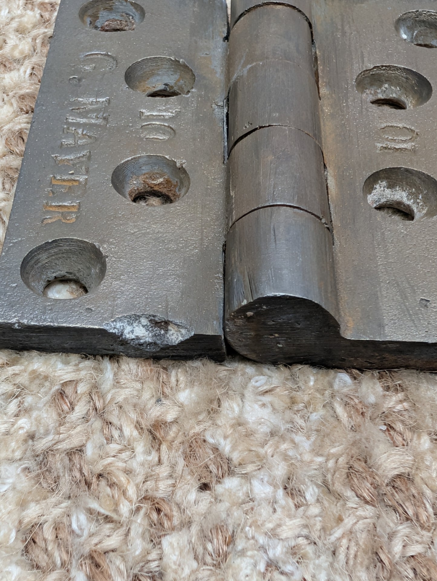 Pair Of 3 3/16" x 3 1/2" Antique G MAYER Cast Iron Butt Hinge Door Hardware