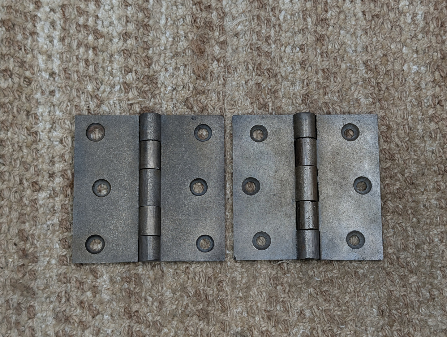 Pair Of 3 1/2" x 3 1/2" Antique Cast Iron Butt Hinge Door Hardware