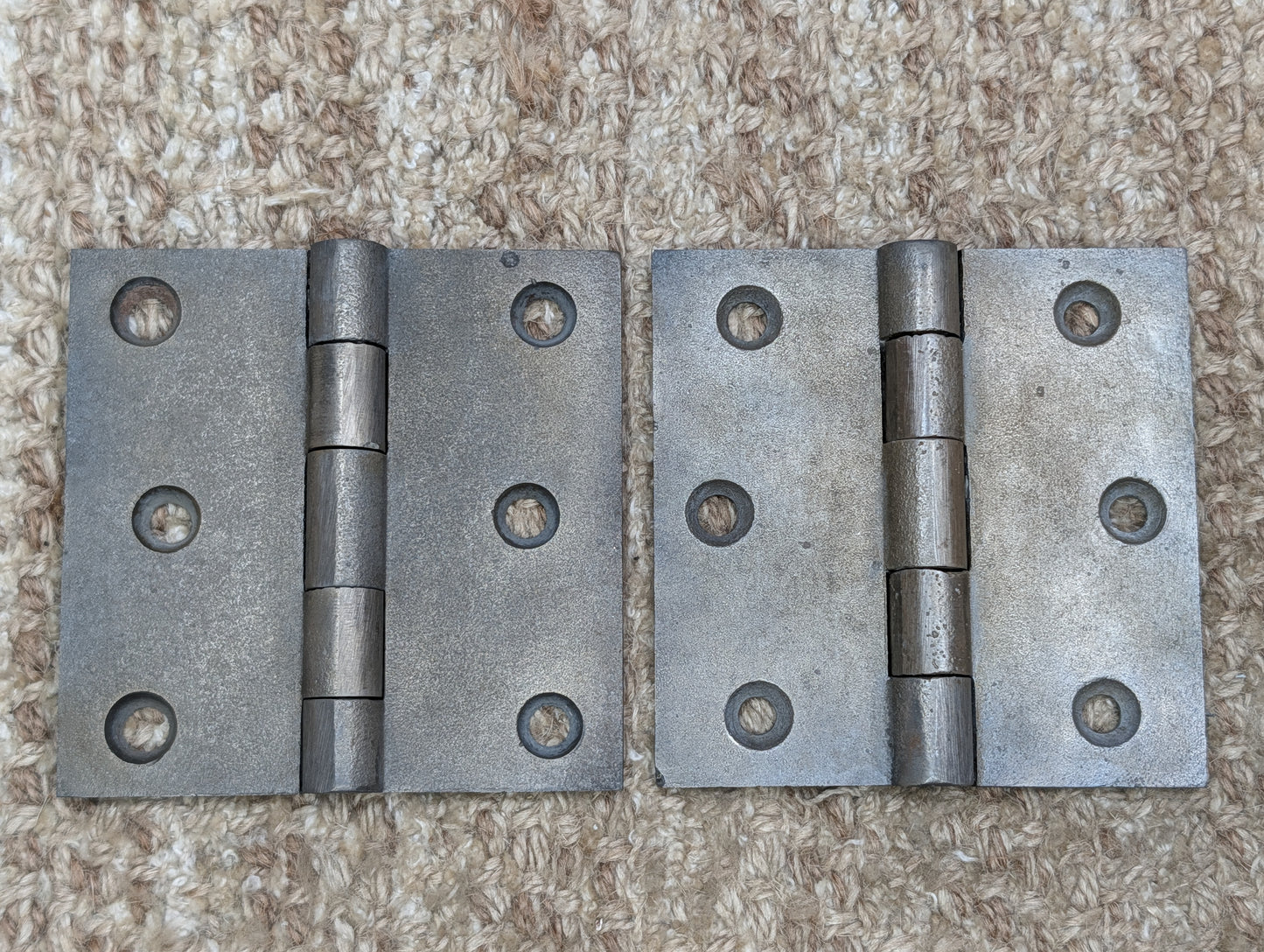 Pair Of 3 1/2" x 3 1/2" Antique Cast Iron Butt Hinge Door Hardware