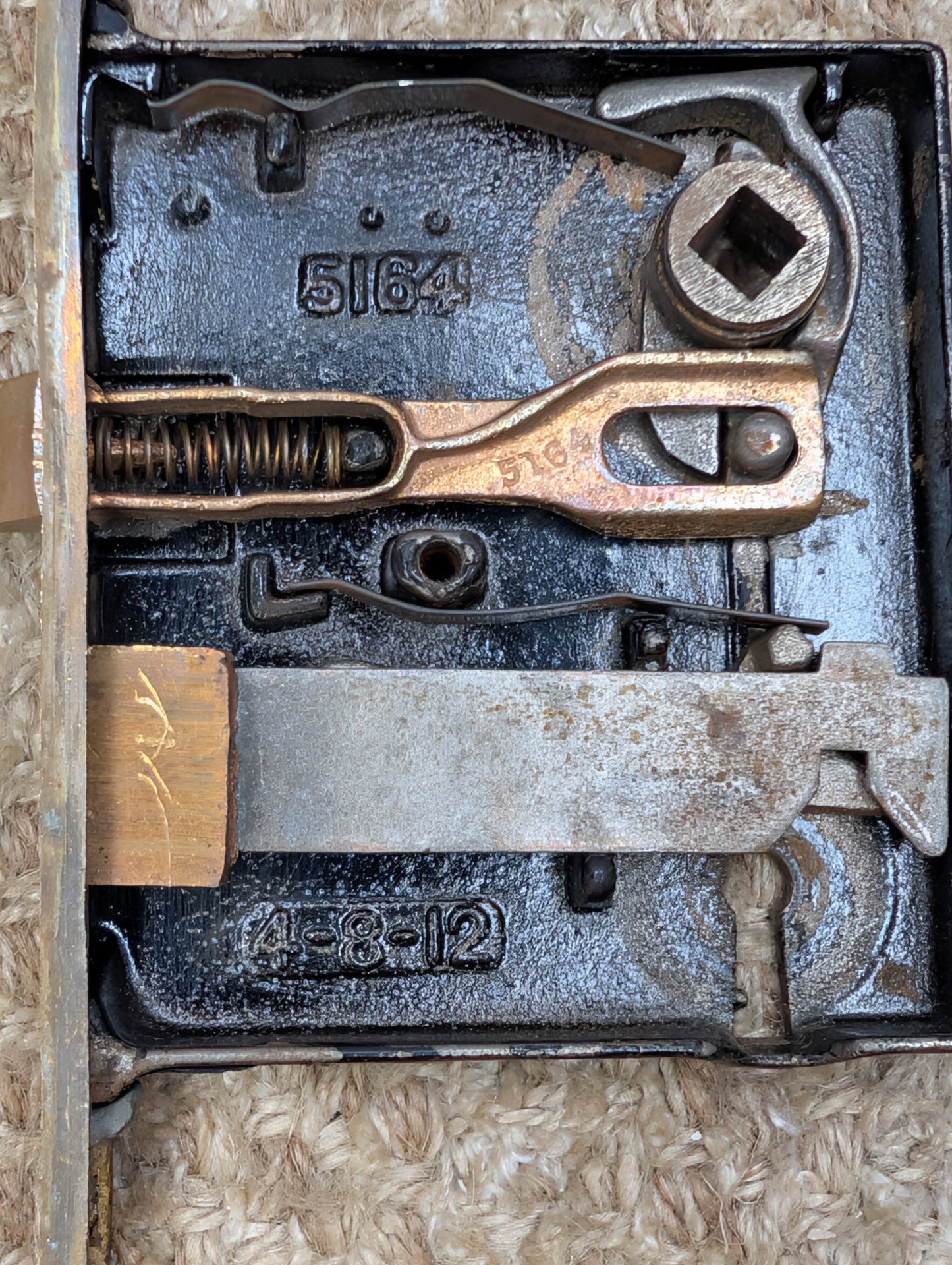 Antique Interior Mortise Lock Door Hardware #5164 (4-8-12) With Key