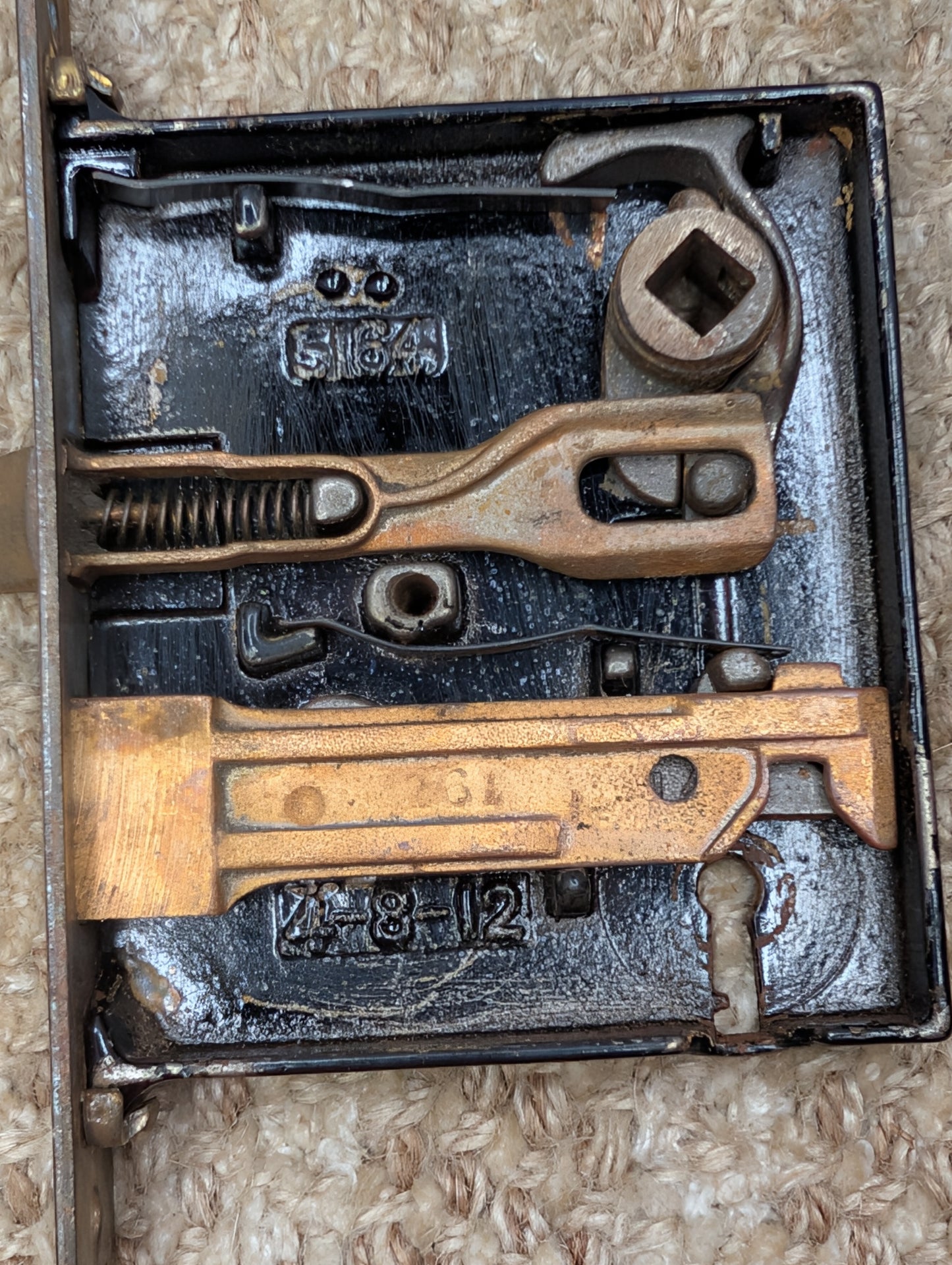 Antique Interior Mortise Lock Door Hardware #5164 (4-8-12) With Key