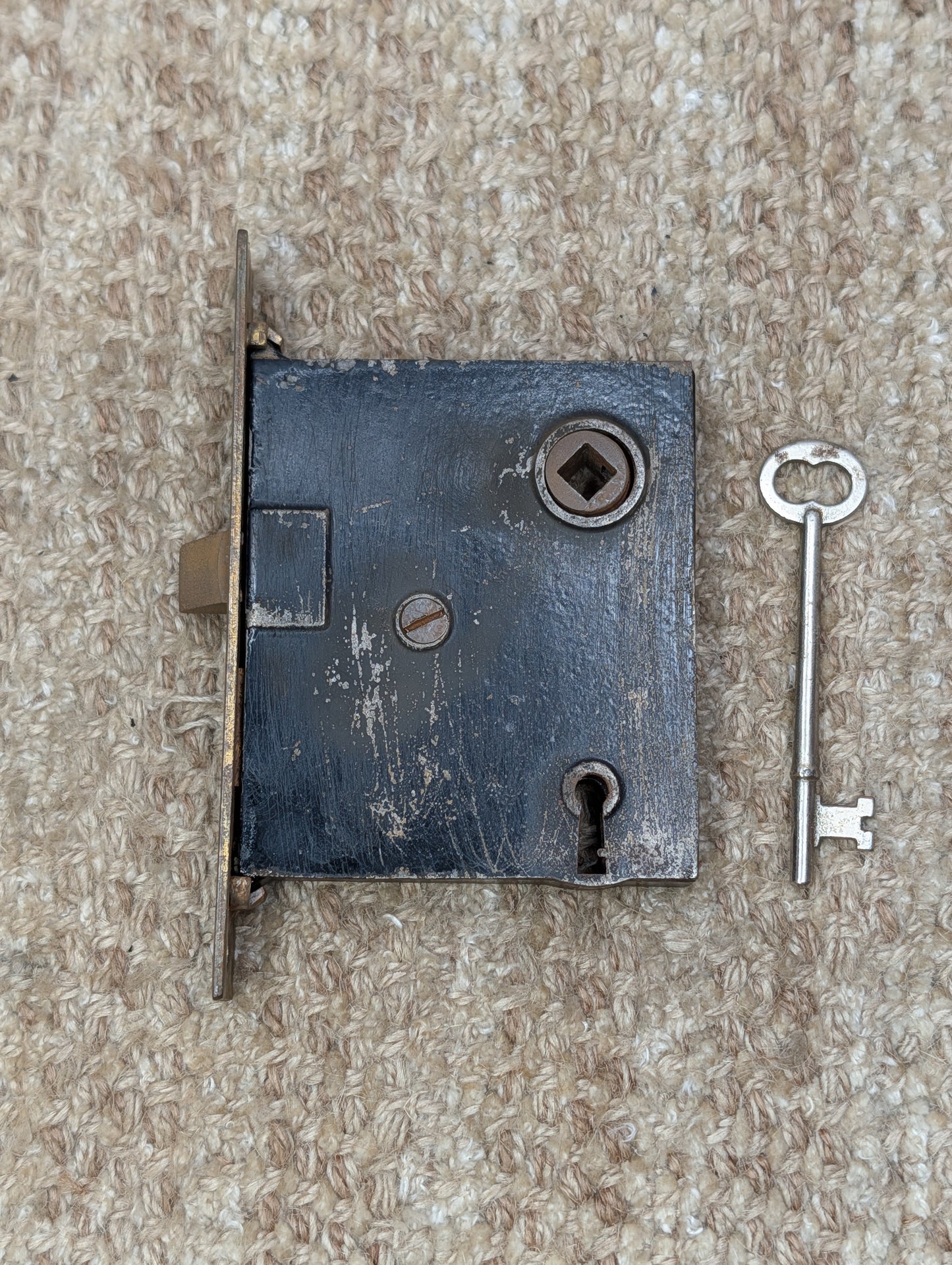 Antique Interior Mortise Lock Door Hardware #5164 (4-8-12) With Key