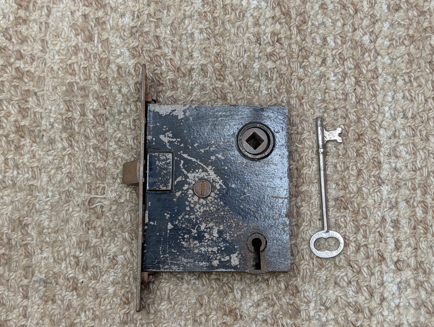 Antique Interior Mortise Lock Door Hardware #5164 (2-6-10) With Key