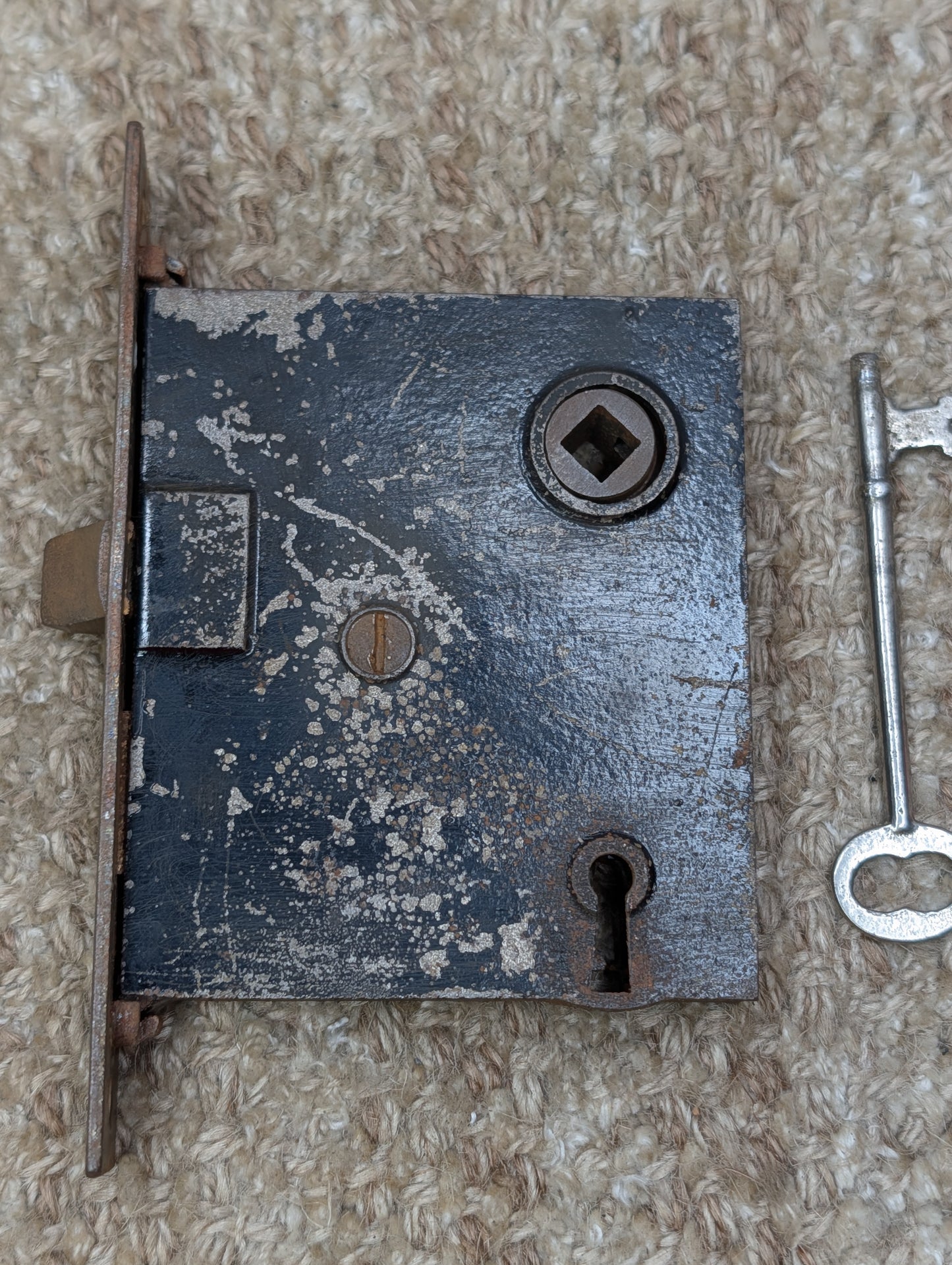 Antique Interior Mortise Lock Door Hardware #5164 (2-6-10) With Key
