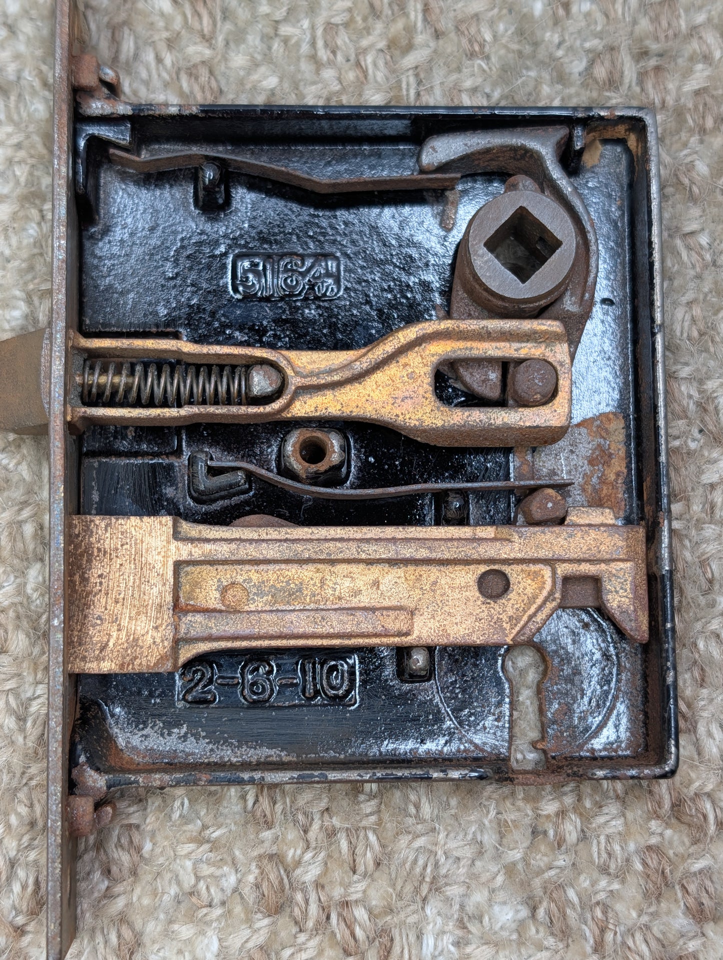 Antique Interior Mortise Lock Door Hardware #5164 (2-6-10) With Key