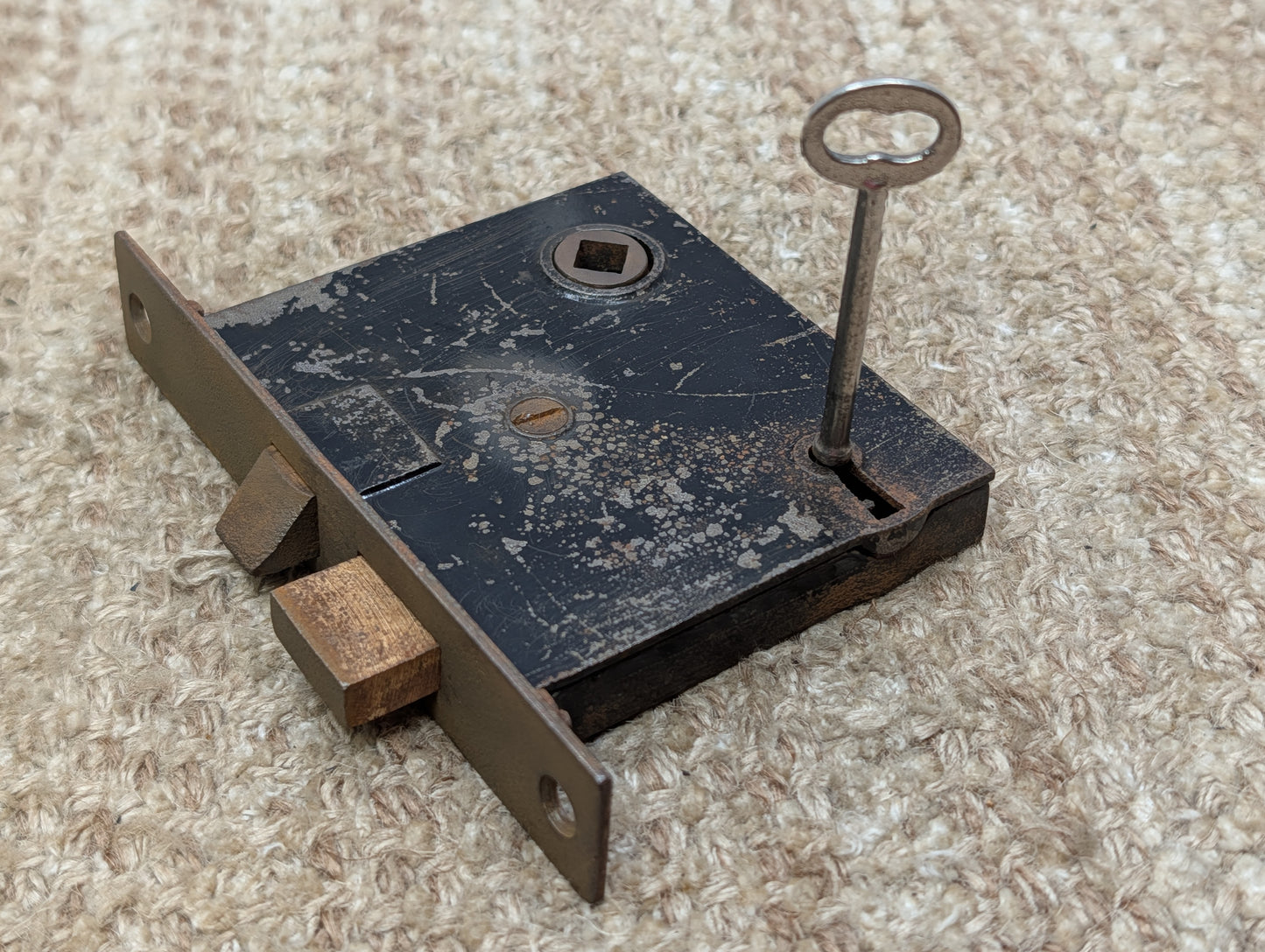 Antique Interior Mortise Lock Door Hardware #5164 (2-6-10) With Key