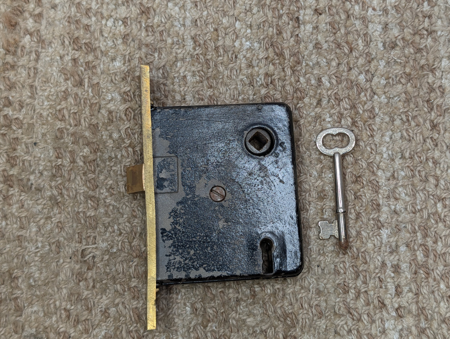 Antique Interior Mortise Lock Door Hardware #858 3/4 (7-8-9) With Key