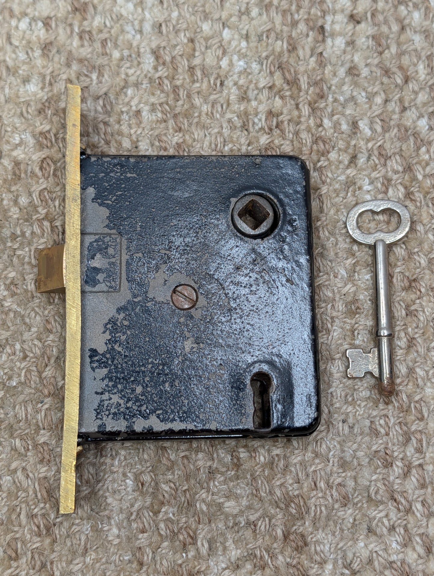Antique Interior Mortise Lock Door Hardware #858 3/4 (7-8-9) With Key
