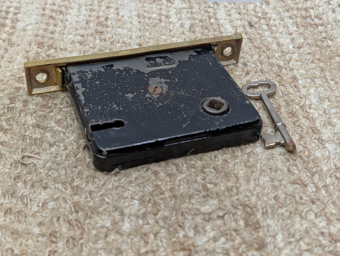 Antique Interior Mortise Lock Door Hardware #858 3/4 (7-8-9) With Key