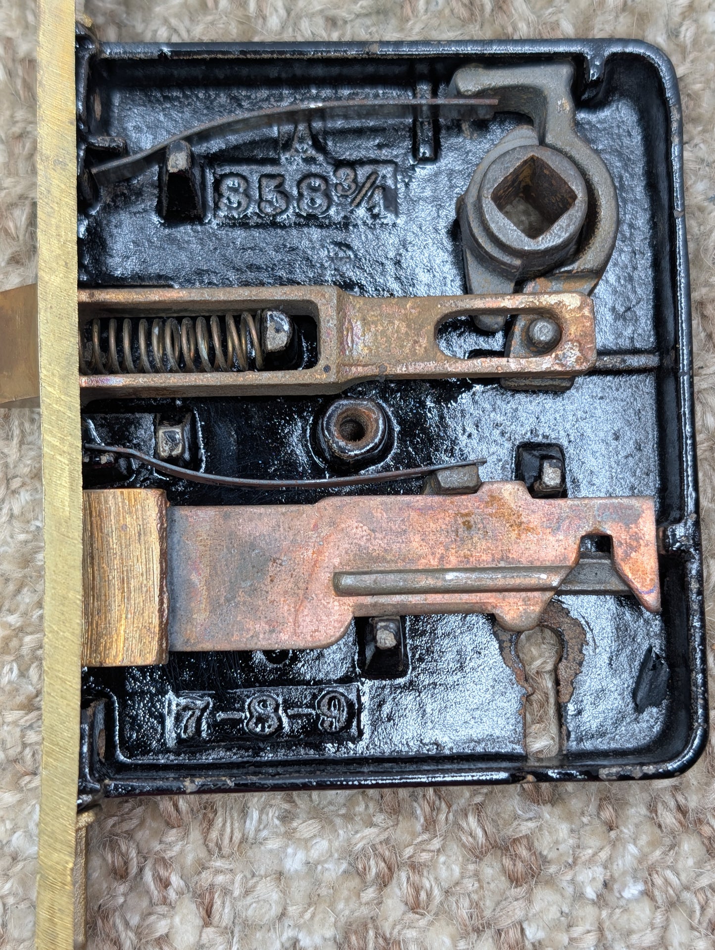 Antique Interior Mortise Lock Door Hardware #858 3/4 (7-8-9) With Key