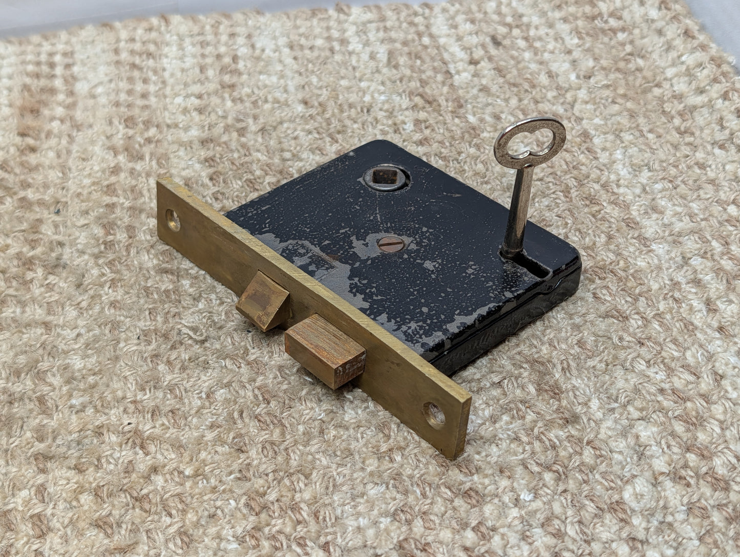 Antique Interior Mortise Lock Door Hardware #858 3/4 (7-8-9) With Key