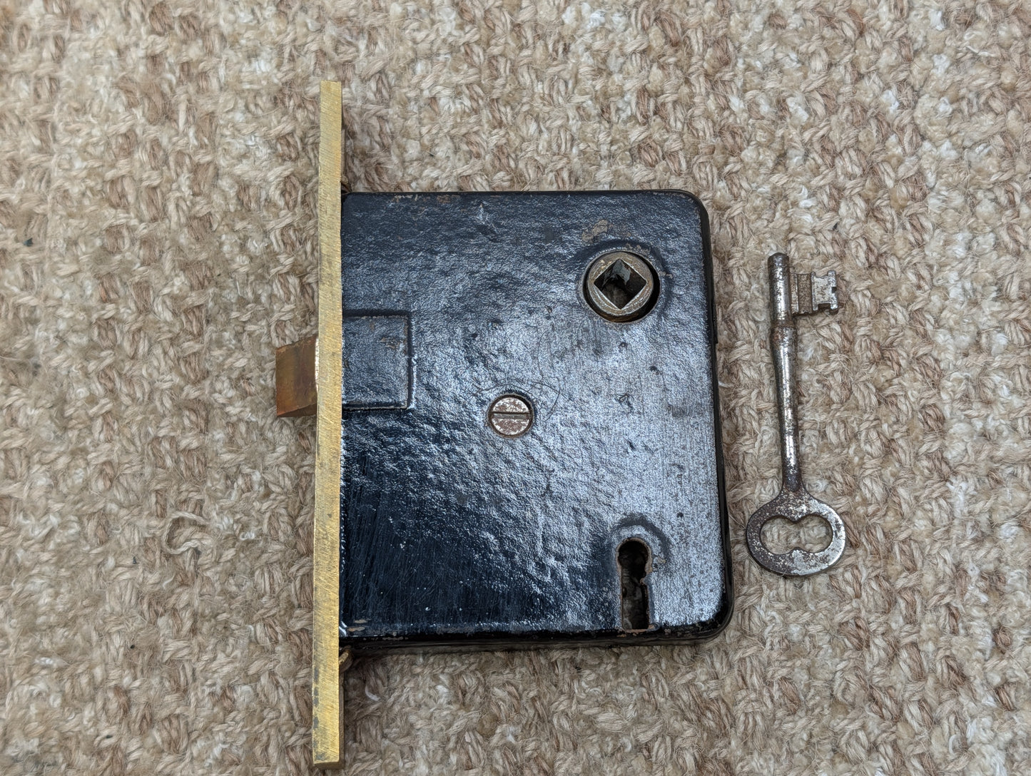 Antique Interior Mortise Lock Door Hardware #858 3/4 (7-8-9) With Key