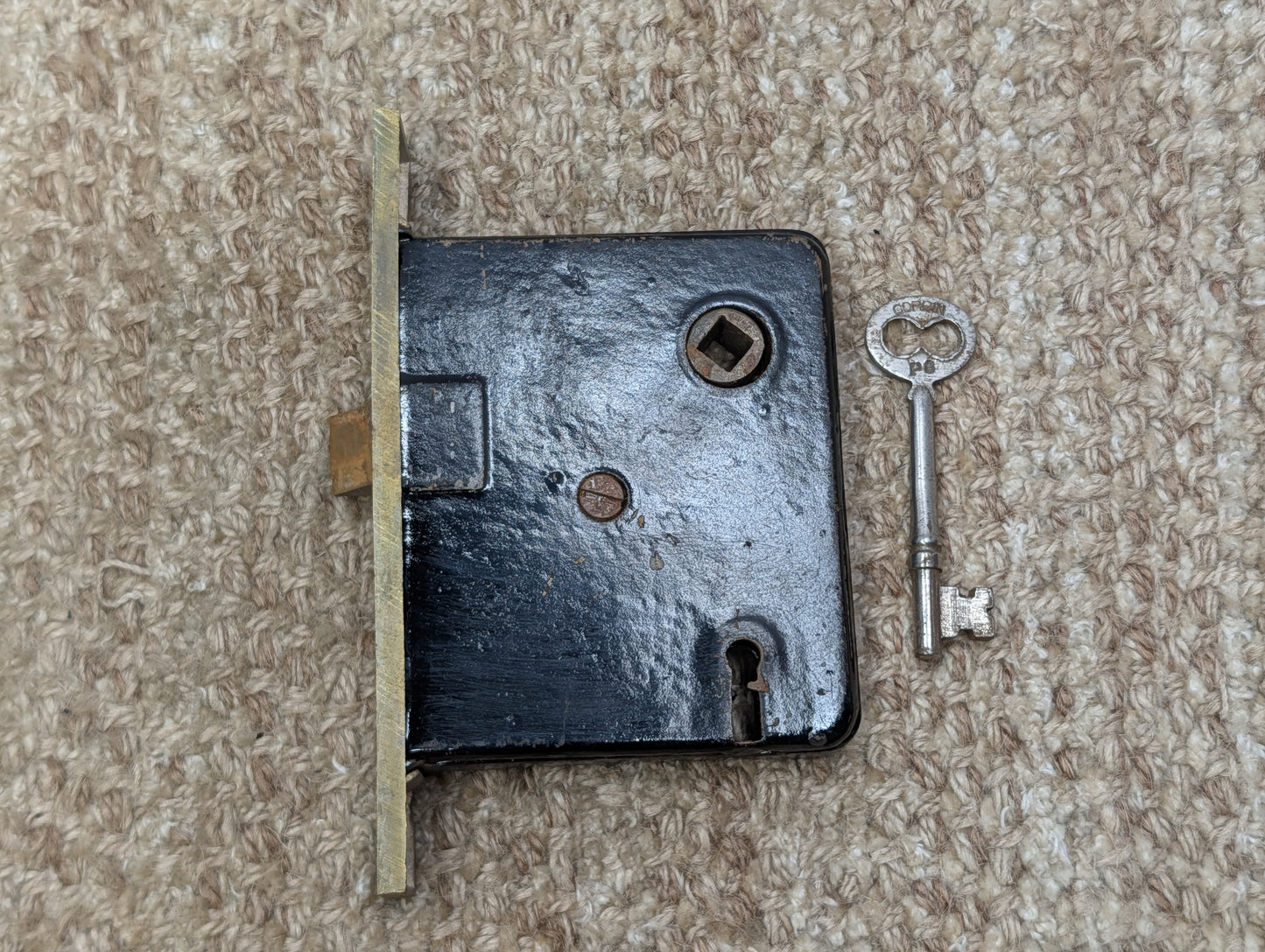 Antique Interior Mortise Lock Door Hardware #858 3/4 (7-8-9) With Key