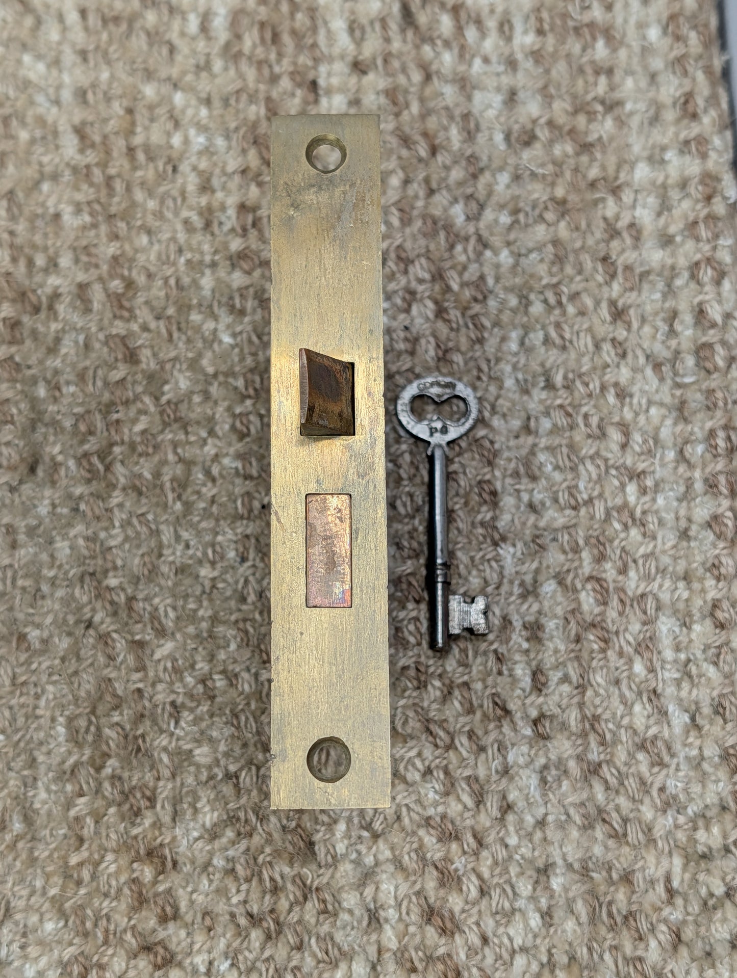 Antique Interior Mortise Lock Door Hardware #858 3/4 (7-8-9) With Key
