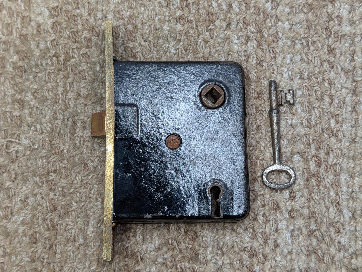 Antique Interior Mortise Lock Door Hardware #858 3/4 (7-8-9) With Key
