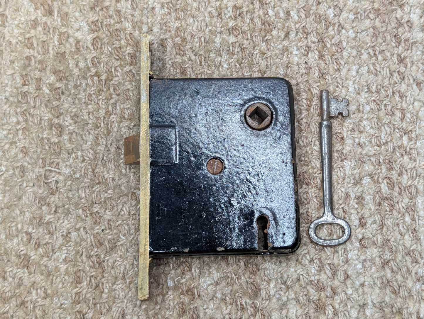 Antique Interior Mortise Lock Door Hardware #858 3/4 (7-8-9) With Key