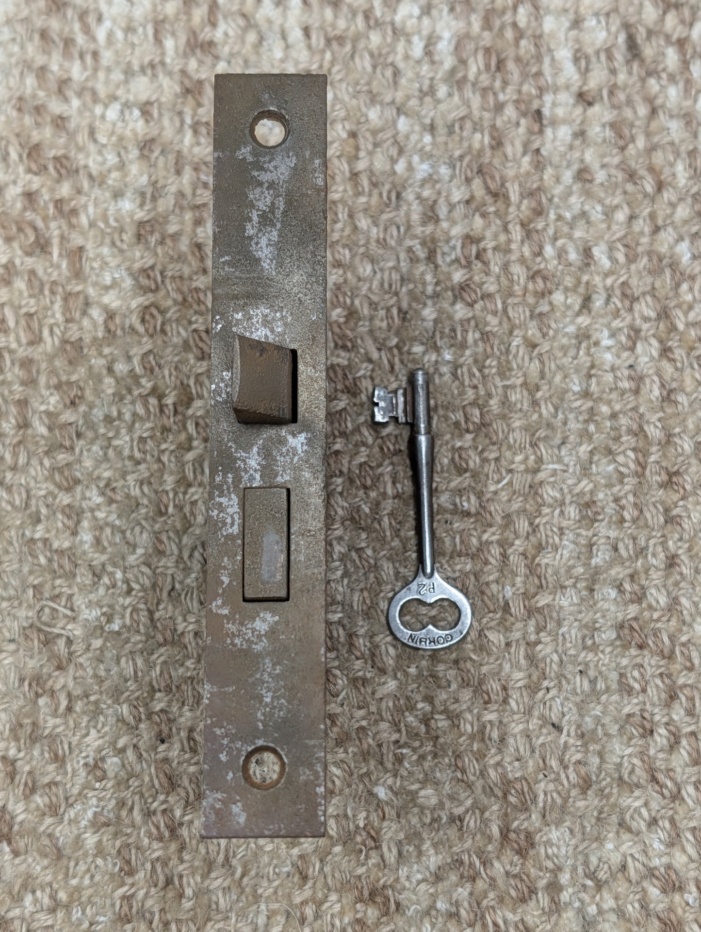 Antique Interior Mortise Lock Door Hardware #858 3/4 (1-2-3) With Key