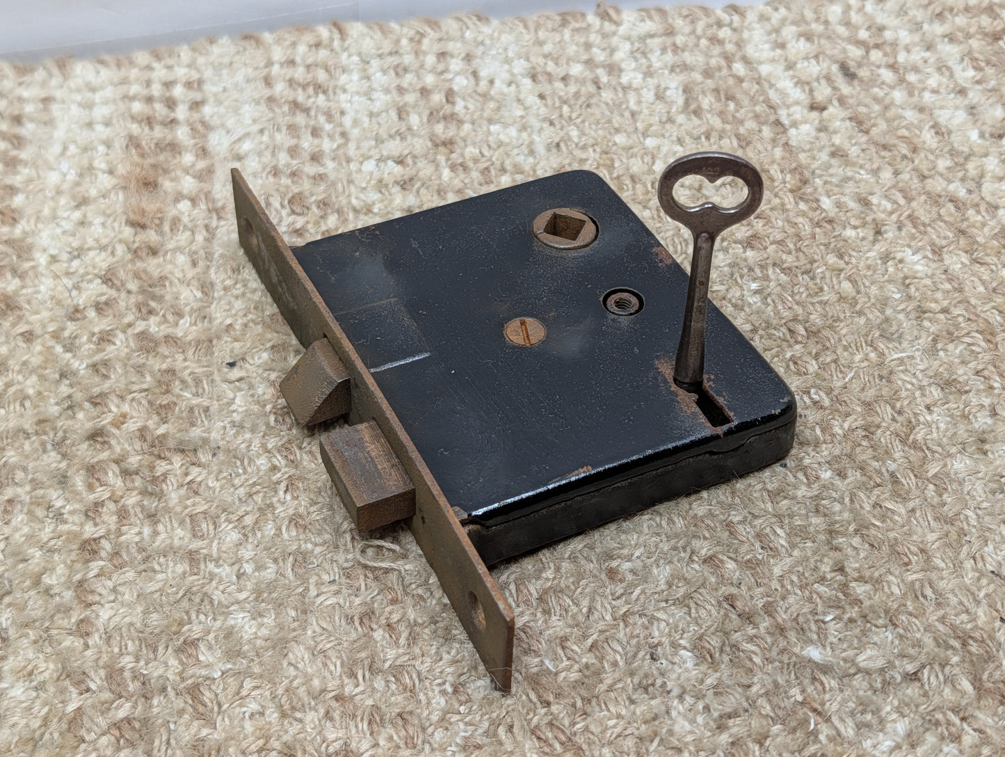 Antique Interior Mortise Lock Door Hardware #858 3/4 (1-2-3) With Key