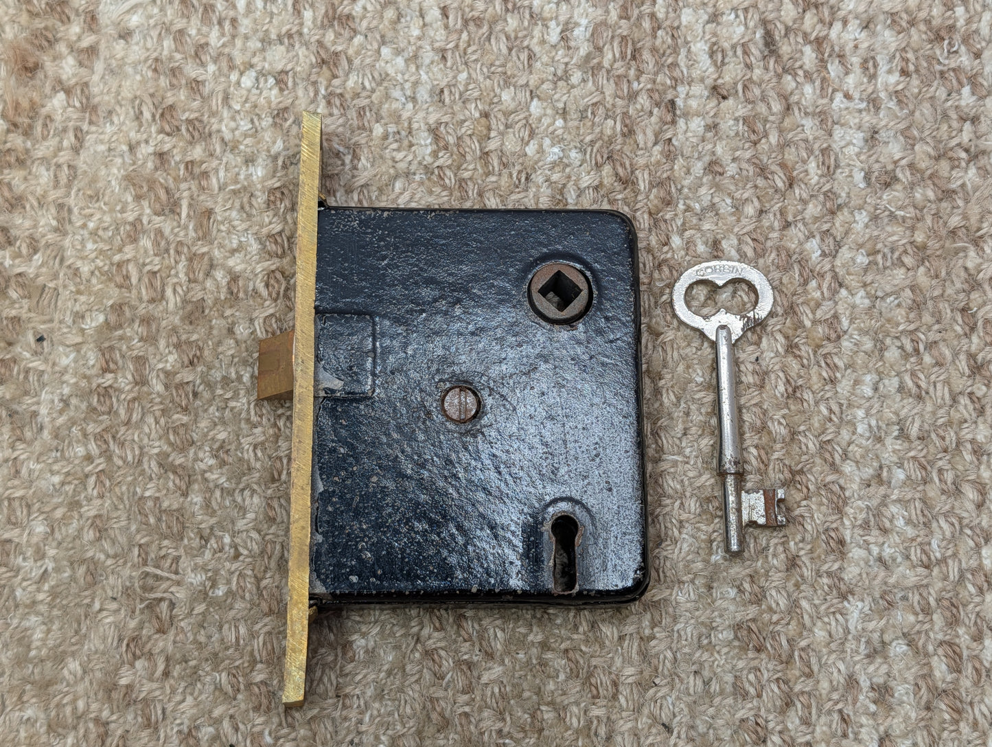 Antique Interior Mortise Lock Door Hardware #858 3/4 (10-11-12) With Key