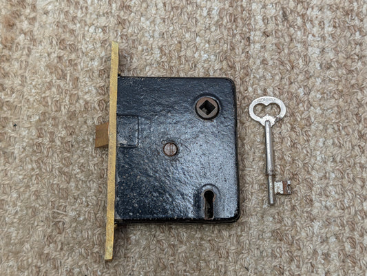 Antique Interior Mortise Lock Door Hardware #858 3/4 (10-11-12) With Key
