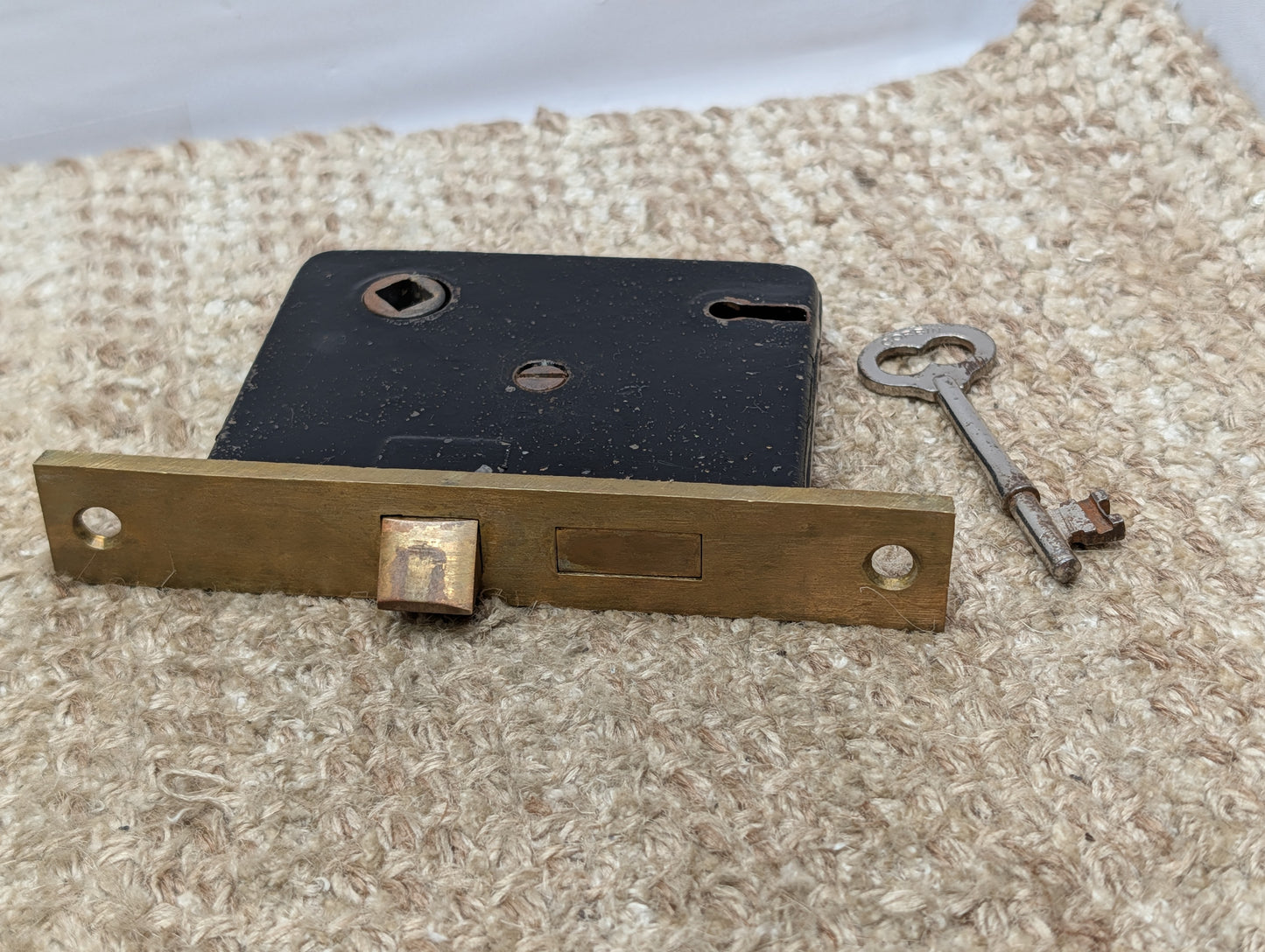 Antique Interior Mortise Lock Door Hardware #858 3/4 (10-11-12) With Key