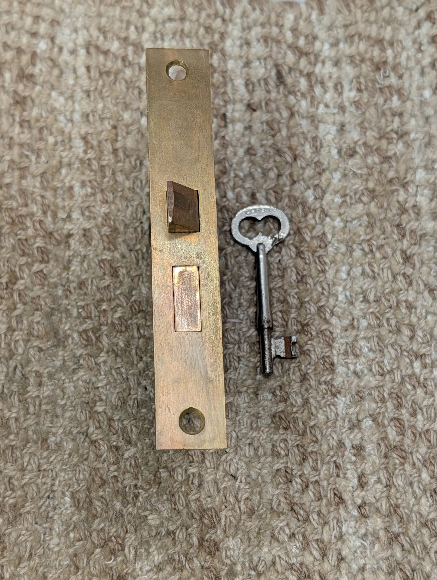 Antique Interior Mortise Lock Door Hardware #858 3/4 (10-11-12) With Key