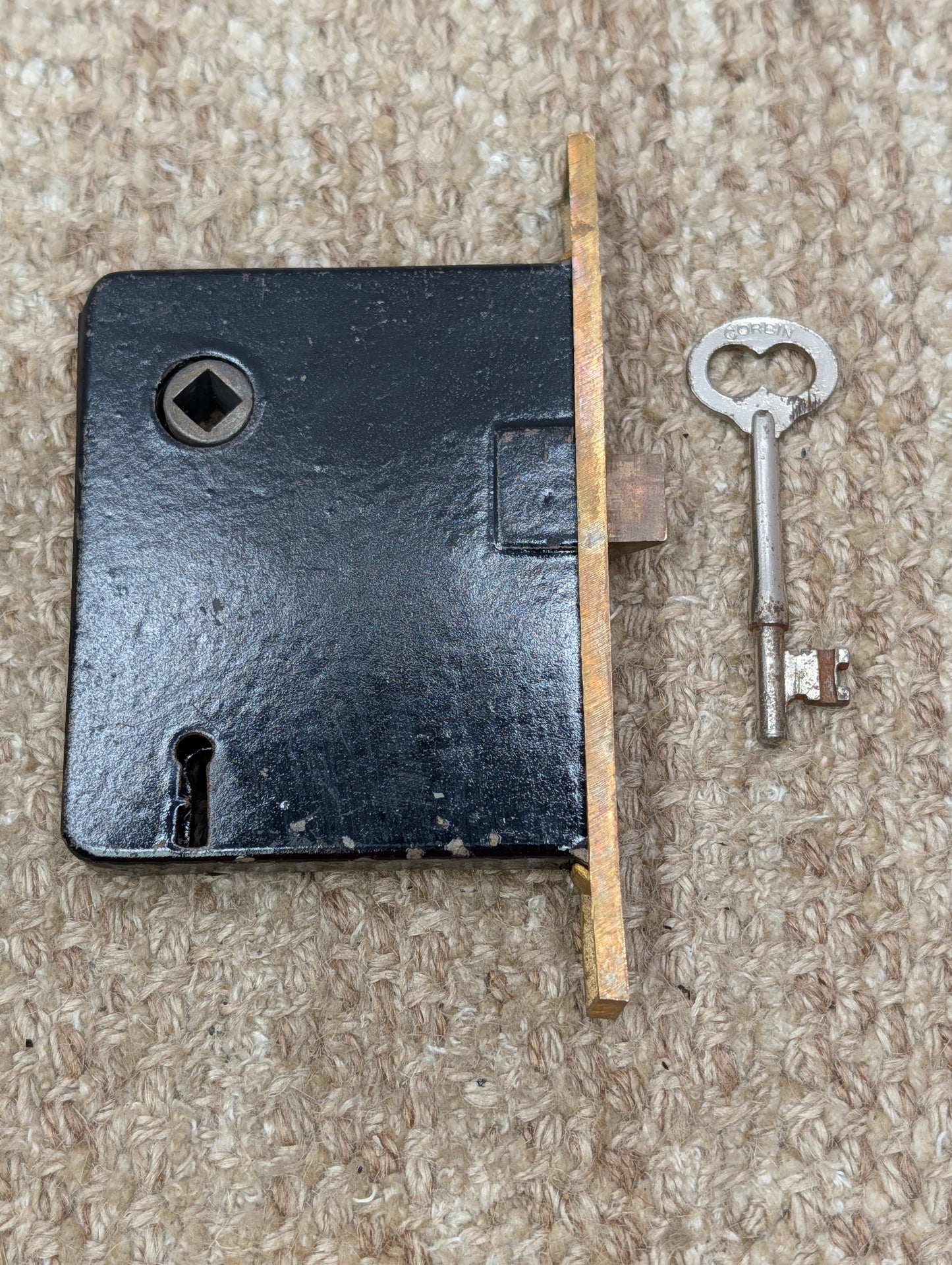 Antique Interior Mortise Lock Door Hardware #858 3/4 (10-11-12) With Key