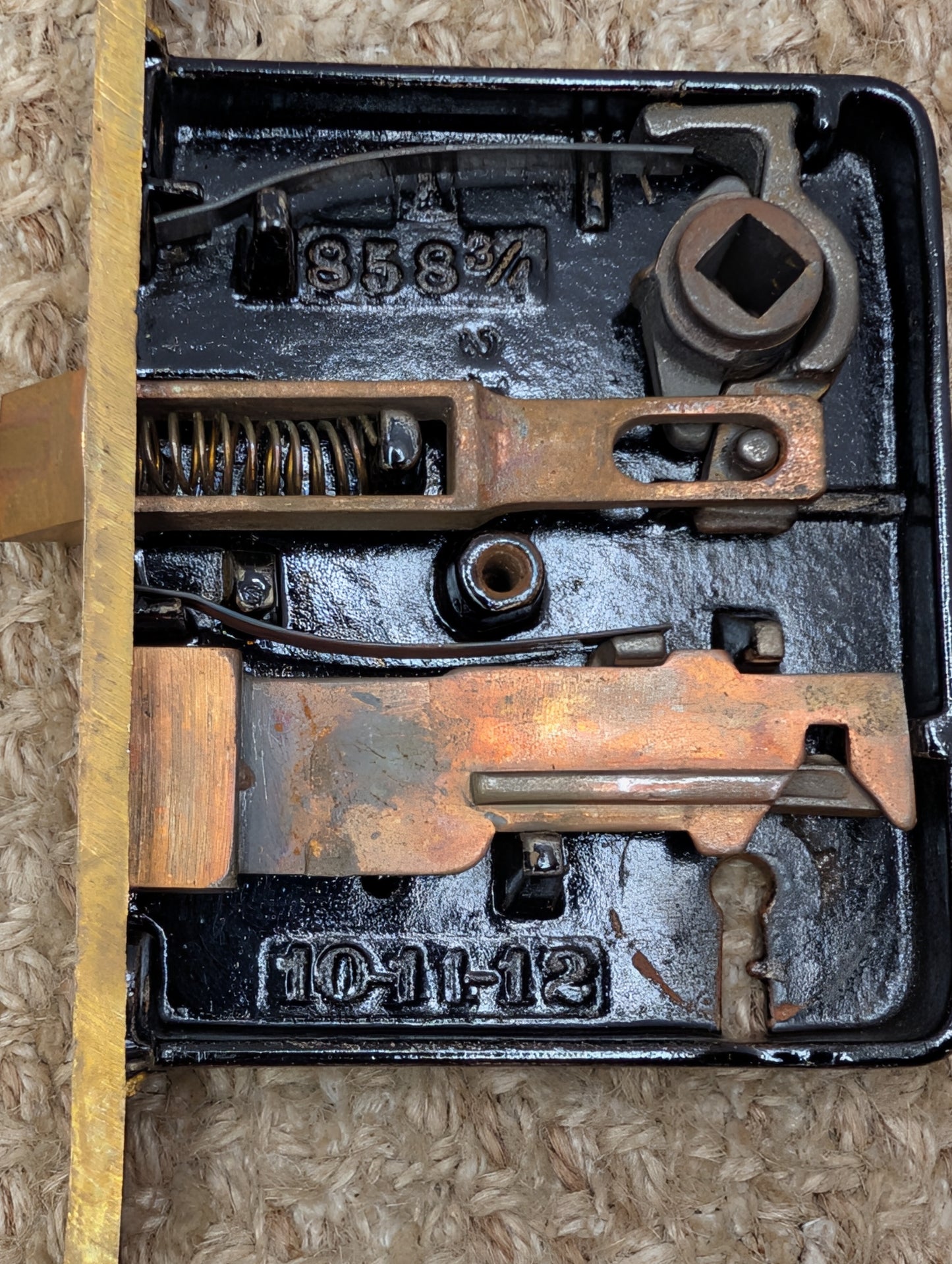 Antique Interior Mortise Lock Door Hardware #858 3/4 (10-11-12) With Key