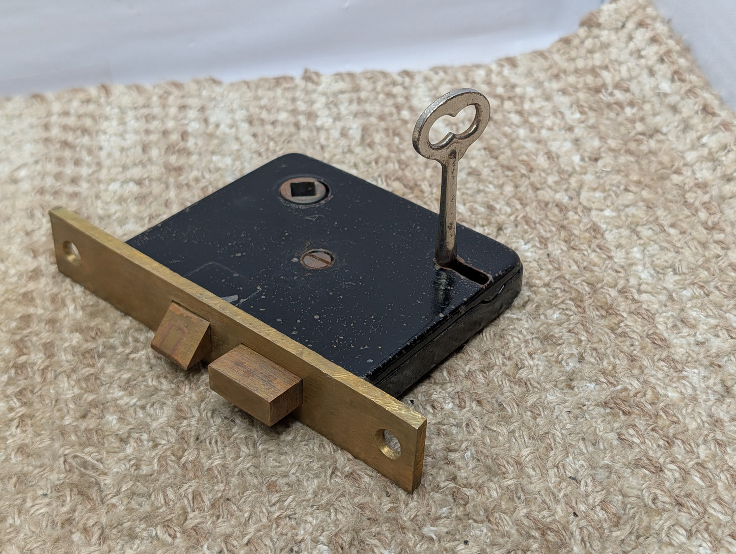 Antique Interior Mortise Lock Door Hardware #858 3/4 (10-11-12) With Key