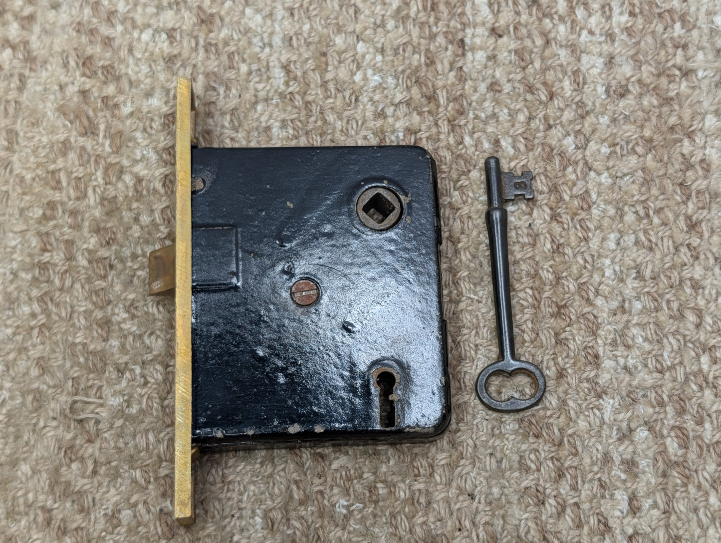 Antique Interior Mortise Lock Door Hardware #858 3/4 (10-11-12) With Key