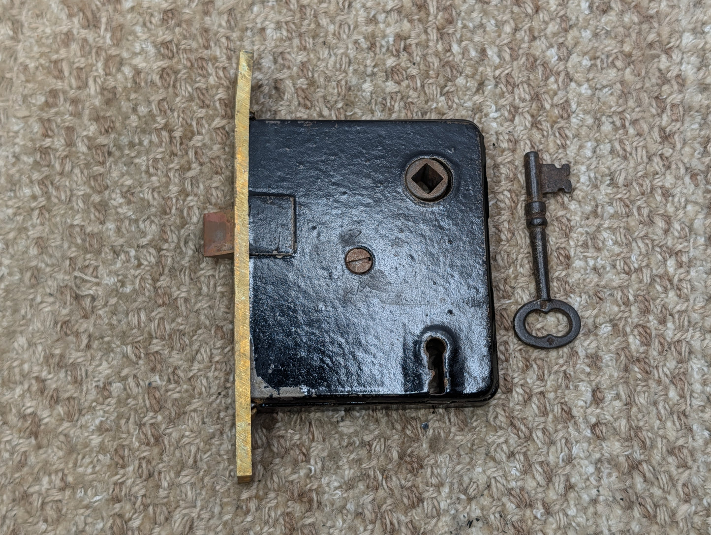 Antique Interior Mortise Lock Door Hardware #858 3/4 (10-11-12) With Key