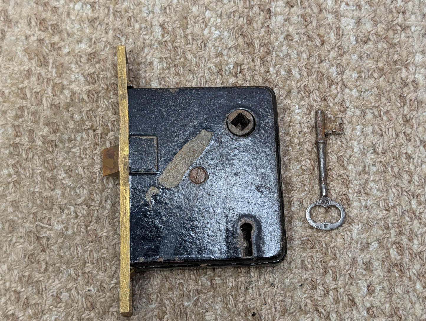 Antique Interior Mortise Lock Door Hardware #858 3/4 (10-11-12) With Key