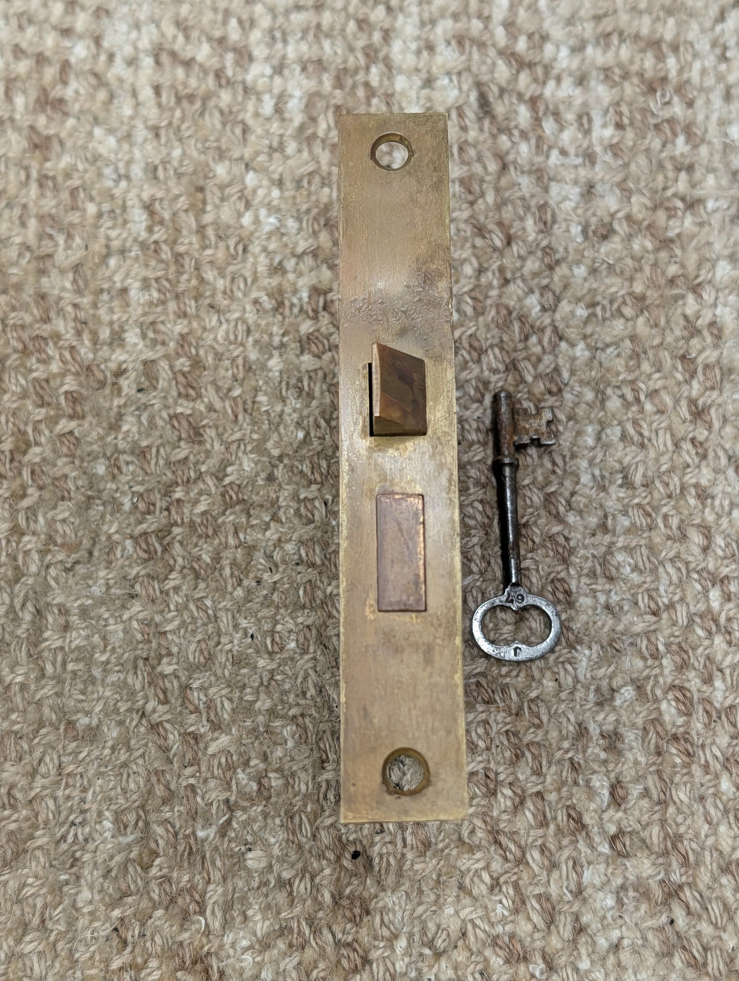 Antique Interior Mortise Lock Door Hardware #858 3/4 (10-11-12) With Key