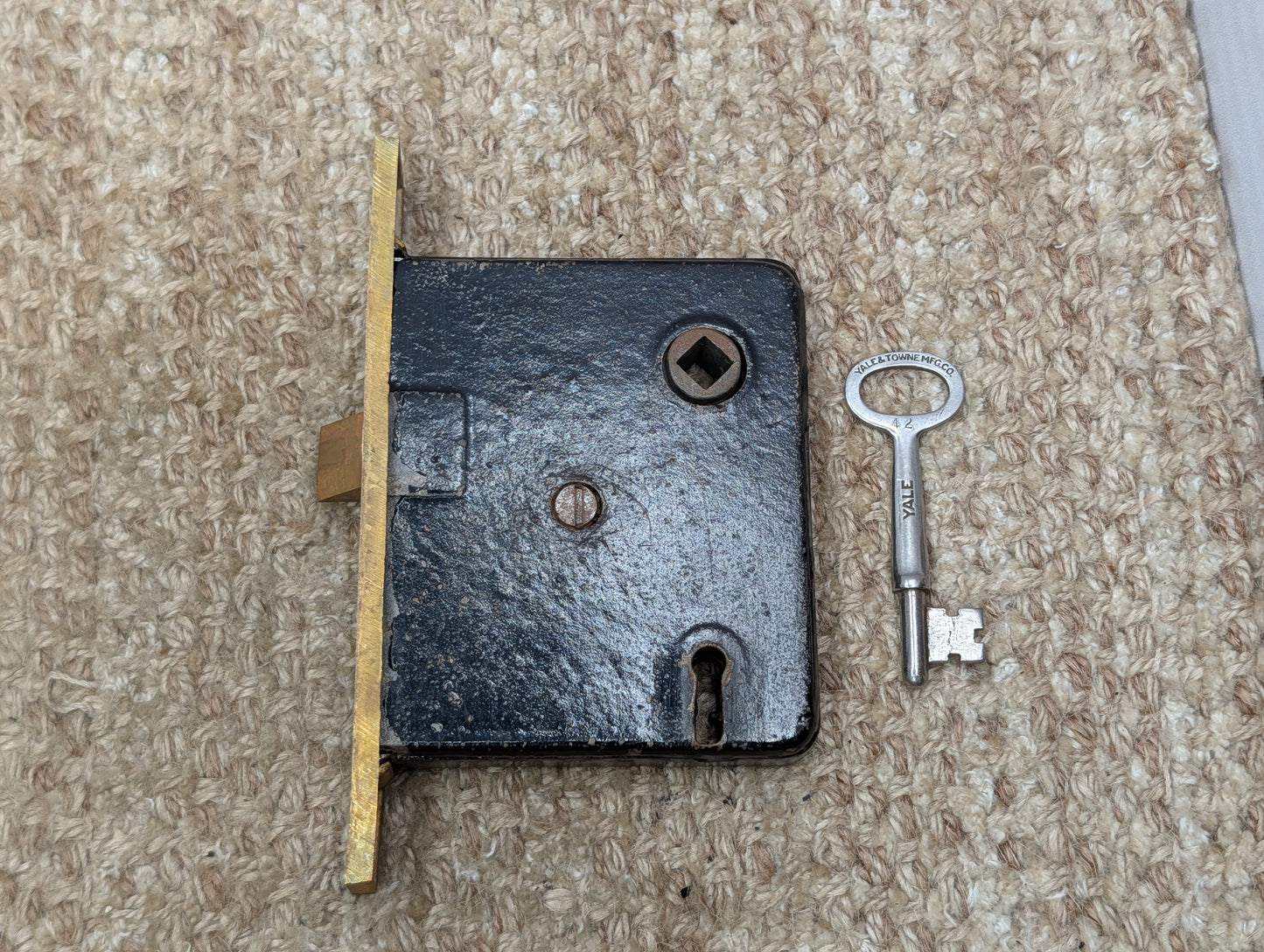 Antique Interior Mortise Lock Door Hardware #858 3/4 (10-11-12) With Key