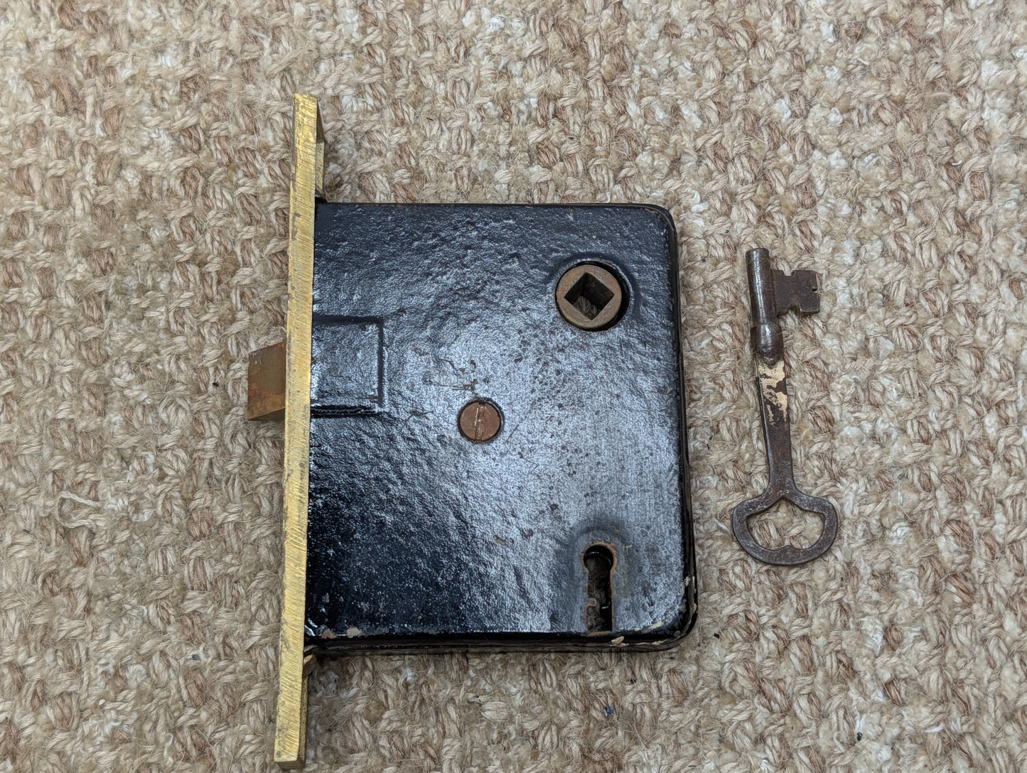 Antique Interior Mortise Lock Door Hardware #858 3/4 (10-11-12) With Key