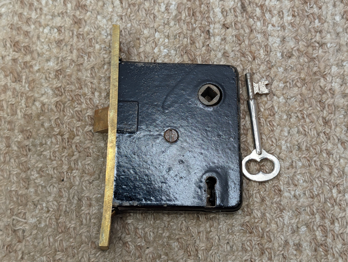 Antique Interior Mortise Lock Door Hardware #858 3/4 (10-11-12) With Key