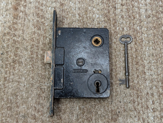Antique Interior Corbin Mortise Lock Door Hardware #1365 1/2 With Key