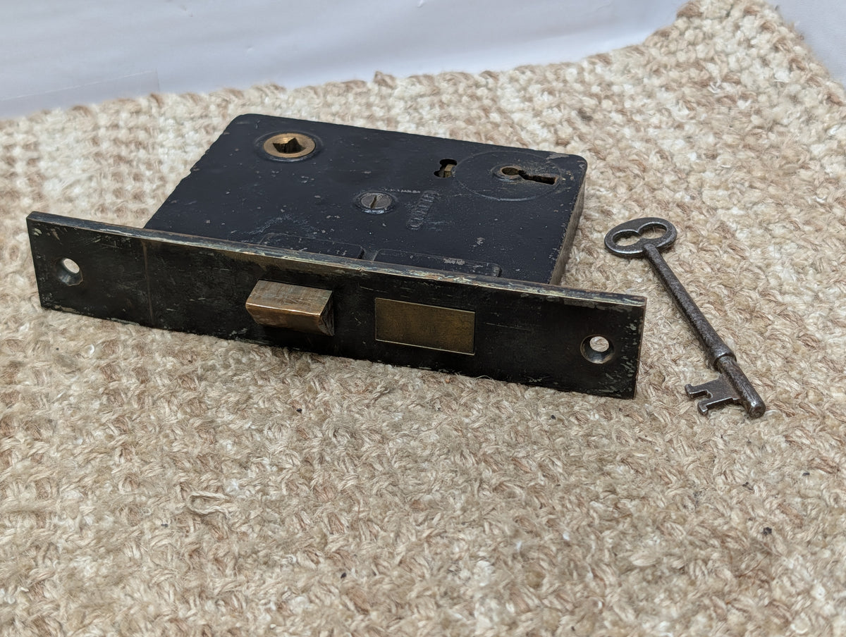 Antique Interior Corbin Mortise Lock Door Hardware #1365 1/2 With Key