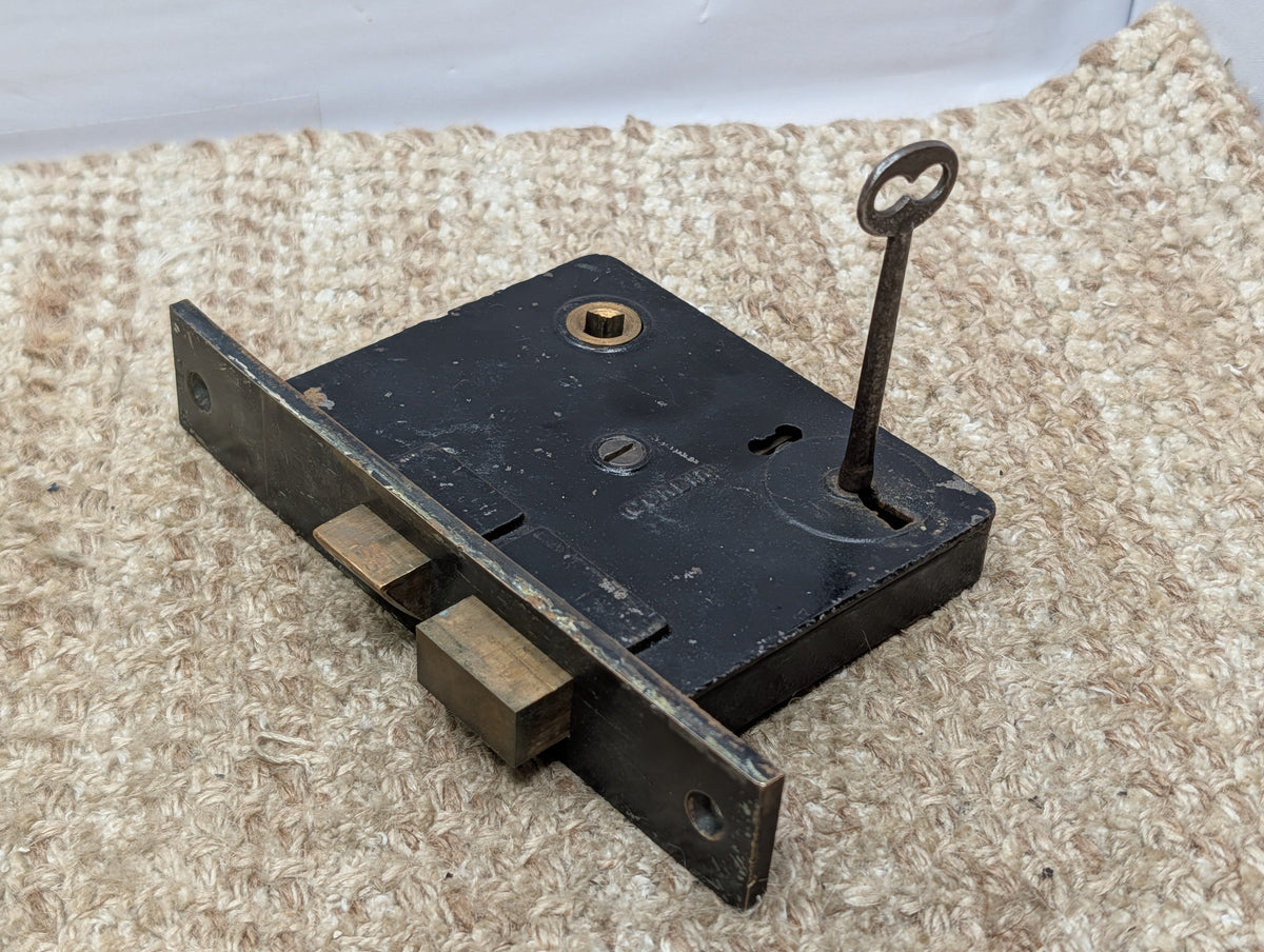 Antique Interior Corbin Mortise Lock Door Hardware #1365 1/2 With Key