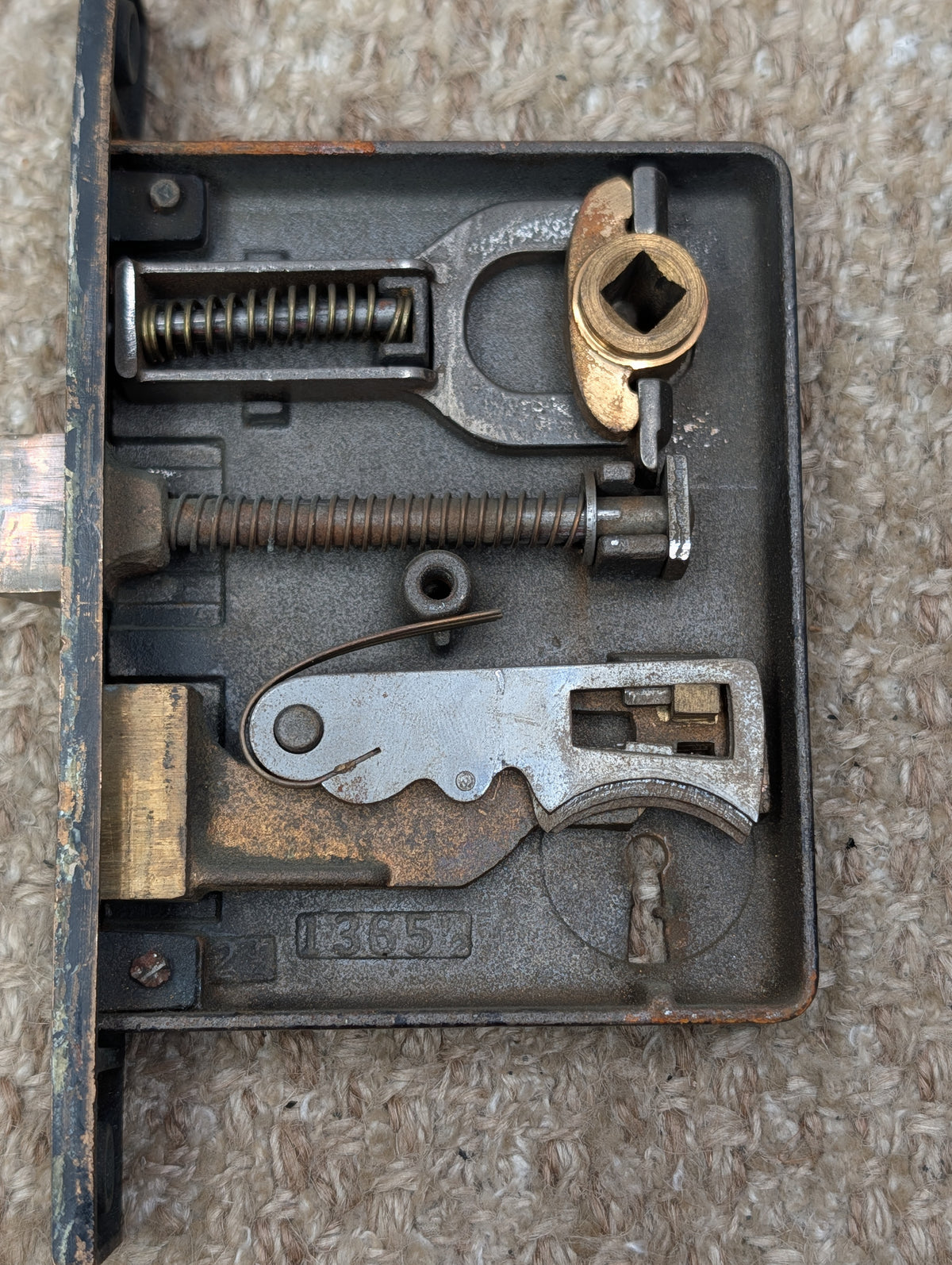 Antique Interior Corbin Mortise Lock Door Hardware #1365 1/2 With Key